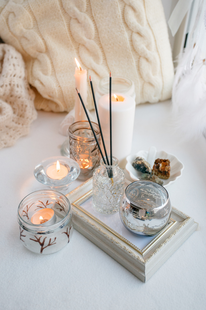 Variety of Candles Lit at Home